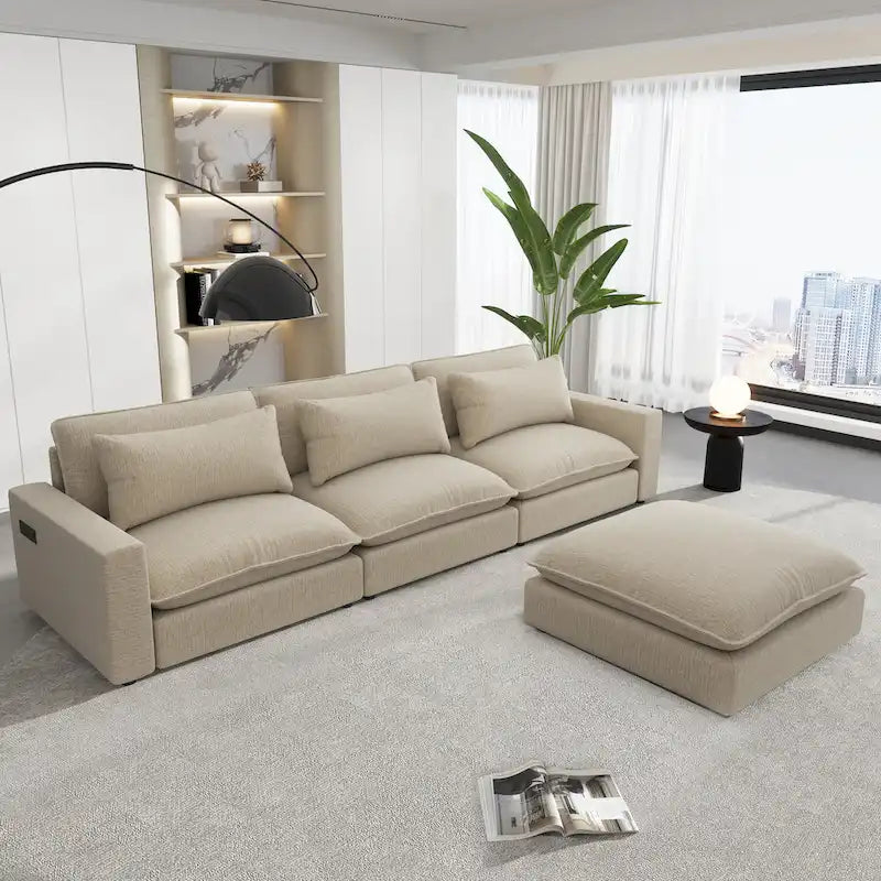 128-Zoll-Ecksofa Cloud Sofa Chenille-Polstersofa