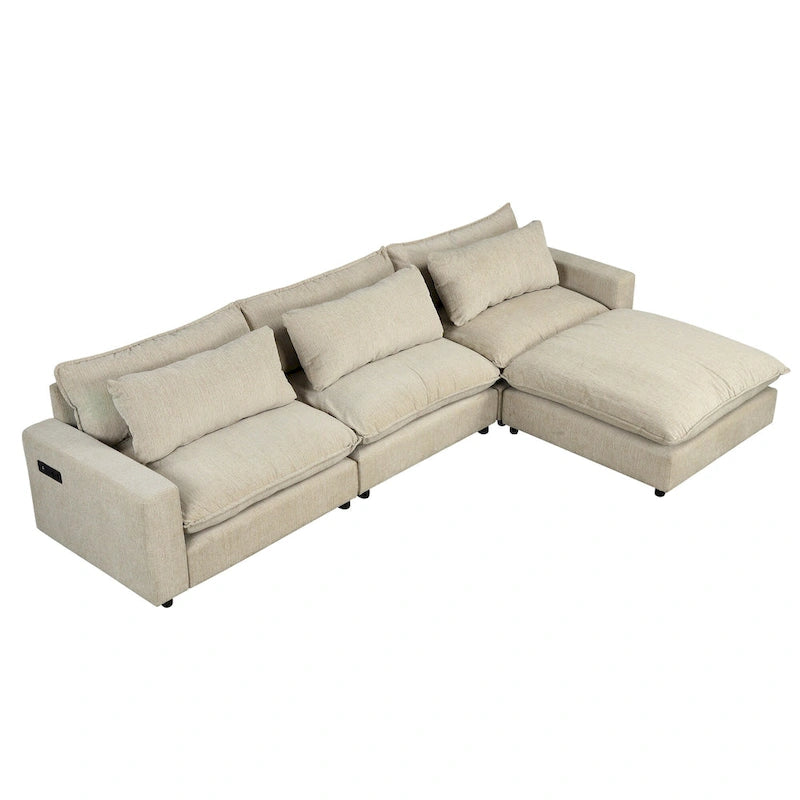 128-Zoll-Ecksofa Cloud Sofa Chenille-Polstersofa