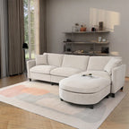 Beiges 4-Sitzer-Sofa mit beweglichem Ottoman & Stauraum, 107.87