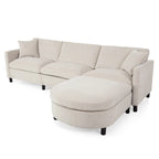 Beiges 4-Sitzer-Sofa mit beweglichem Ottoman & Stauraum, 107.87