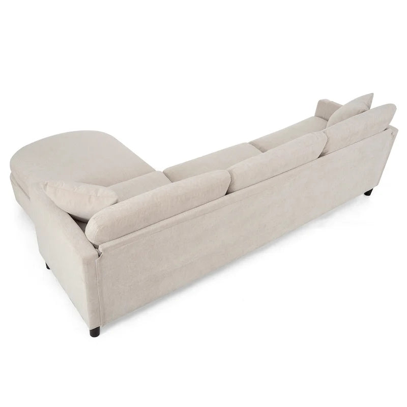Beiges 4-Sitzer-Sofa mit beweglichem Ottoman & Stauraum, 107.87