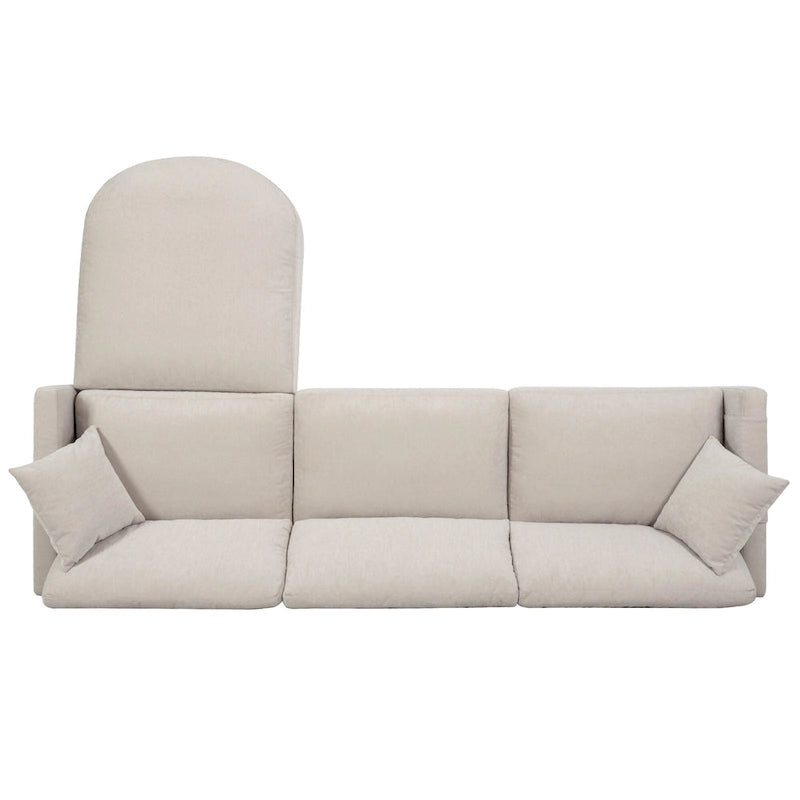 Beiges 4-Sitzer-Sofa mit beweglichem Ottoman & Stauraum, 107.87