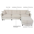 Beiges 4-Sitzer-Sofa mit beweglichem Ottoman & Stauraum, 107.87