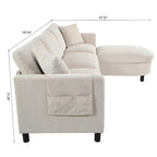 Beiges 4-Sitzer-Sofa mit beweglichem Ottoman & Stauraum, 107.87