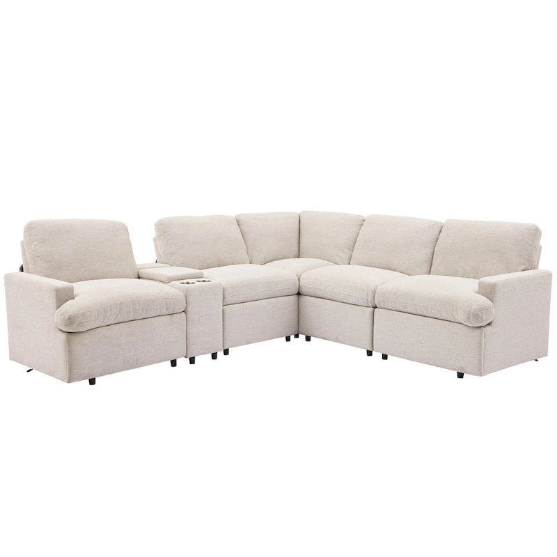 Power Relaxliege Ecksofa Heimkino Relaxsofa Schnittsofa mit Aufbewahrungsbox, Getränkehaltern