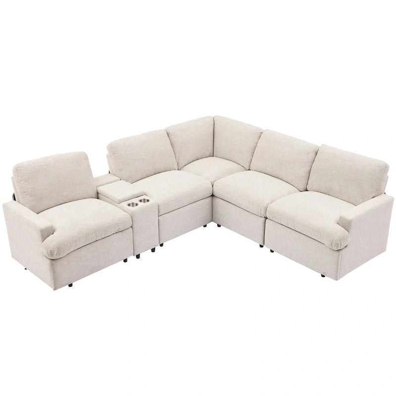 Power Relaxliege Ecksofa Heimkino Relaxsofa Schnittsofa mit Aufbewahrungsbox, Getränkehaltern