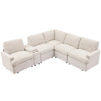 Power Relaxliege Ecksofa Heimkino Relaxsofa Schnittsofa mit Aufbewahrungsbox, Getränkehaltern