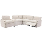 Power Relaxliege Ecksofa Heimkino Relaxsofa Schnittsofa mit Aufbewahrungsbox, Getränkehaltern