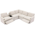 Power Relaxliege Ecksofa Heimkino Relaxsofa Schnittsofa mit Aufbewahrungsbox, Getränkehaltern