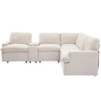 Power Relaxliege Ecksofa Heimkino Relaxsofa Schnittsofa mit Aufbewahrungsbox, Getränkehaltern