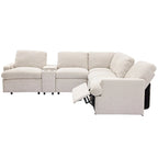 Power Relaxliege Ecksofa Heimkino Relaxsofa Schnittsofa mit Aufbewahrungsbox, Getränkehaltern