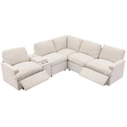 Power Relaxliege Ecksofa Heimkino Relaxsofa Schnittsofa mit Aufbewahrungsbox, Getränkehaltern