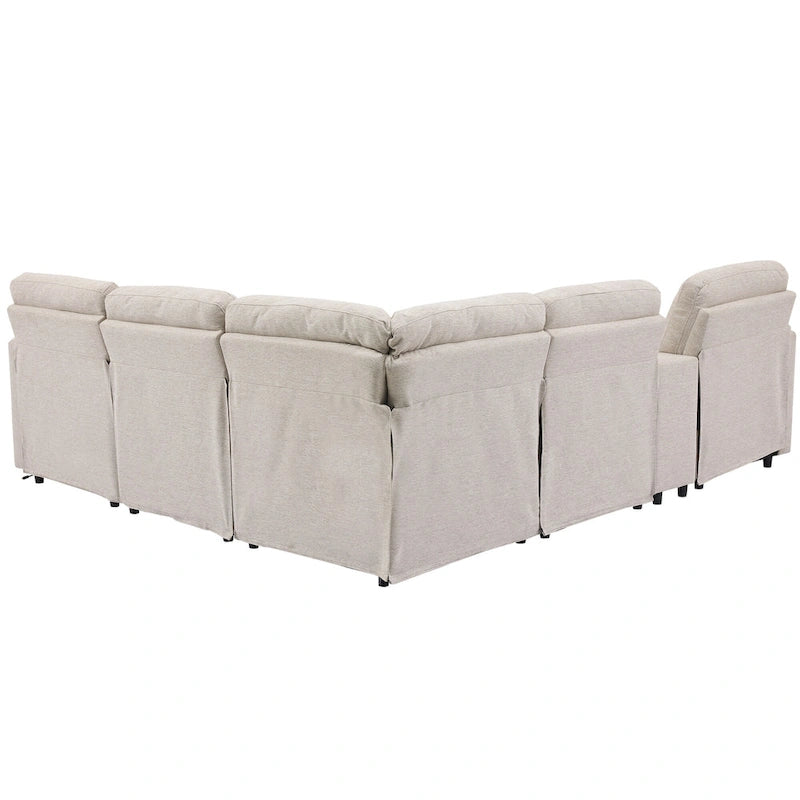 Power Relaxliege Ecksofa Heimkino Relaxsofa Schnittsofa mit Aufbewahrungsbox, Getränkehaltern