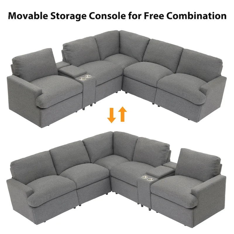 Power Relaxliege Ecksofa Heimkino Relaxsofa Schnittsofa mit Aufbewahrungsbox, Getränkehaltern
