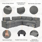 Power Relaxliege Ecksofa Heimkino Relaxsofa Schnittsofa mit Aufbewahrungsbox, Getränkehaltern