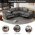 Power Relaxliege Ecksofa Heimkino Relaxsofa Schnittsofa mit Aufbewahrungsbox, Getränkehaltern
