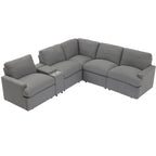 Power Relaxliege Ecksofa Heimkino Relaxsofa Schnittsofa mit Aufbewahrungsbox, Getränkehaltern