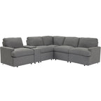 Power Relaxliege Ecksofa Heimkino Relaxsofa Schnittsofa mit Aufbewahrungsbox, Getränkehaltern