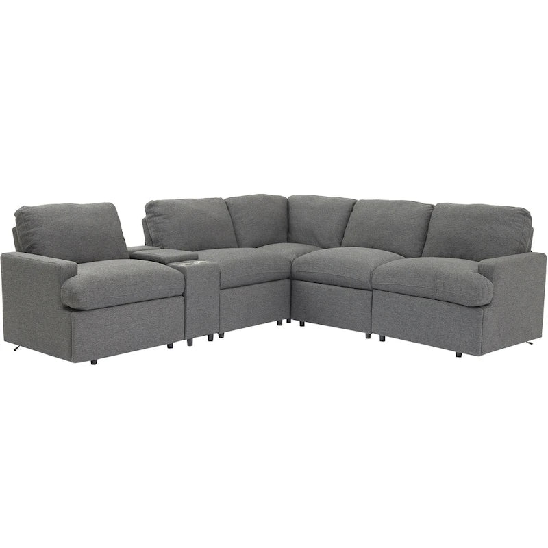 Power Relaxliege Ecksofa Heimkino Relaxsofa Schnittsofa mit Aufbewahrungsbox, Getränkehaltern