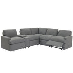 Power Relaxliege Ecksofa Heimkino Relaxsofa Schnittsofa mit Aufbewahrungsbox, Getränkehaltern
