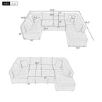 117.3 Übergroßes Sektionalsofa U-förmiges Sofa Ausziehbares Schlafsofa mit zwei Wurfkissen für das Wohnzimmer, Beige