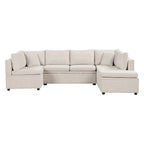 117.3 Übergroßes Sektionalsofa U-förmiges Sofa Ausziehbares Schlafsofa mit zwei Wurfkissen für das Wohnzimmer, Beige