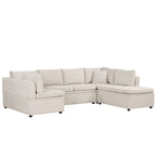 117.3 Übergroßes Sektionalsofa U-förmiges Sofa Ausziehbares Schlafsofa mit zwei Wurfkissen für das Wohnzimmer, Beige