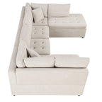 117.3 Übergroßes Sektionalsofa U-förmiges Sofa Ausziehbares Schlafsofa mit zwei Wurfkissen für das Wohnzimmer, Beige