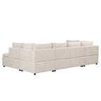 117.3 Übergroßes Sektionalsofa U-förmiges Sofa Ausziehbares Schlafsofa mit zwei Wurfkissen für das Wohnzimmer, Beige