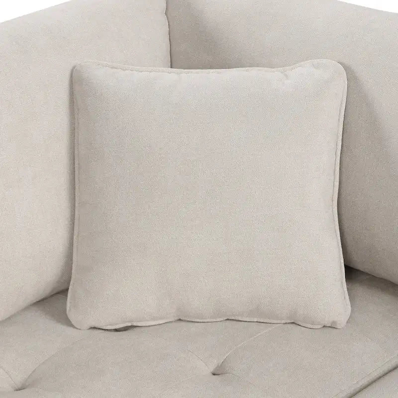 117.3 Übergroßes Sektionalsofa U-förmiges Sofa Ausziehbares Schlafsofa mit zwei Wurfkissen für das Wohnzimmer, Beige