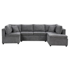 117.3 Übergroßes Sektionalsofa U-förmiges Sofa Ausziehbares Schlafsofa mit zwei Wurfkissen für das Wohnzimmer, Beige