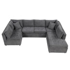 117.3 Übergroßes Sektionalsofa U-förmiges Sofa Ausziehbares Schlafsofa mit zwei Wurfkissen für das Wohnzimmer, Beige