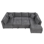 117.3 Übergroßes Sektionalsofa U-förmiges Sofa Ausziehbares Schlafsofa mit zwei Wurfkissen für das Wohnzimmer, Beige