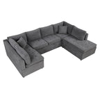 117.3 Übergroßes Sektionalsofa U-förmiges Sofa Ausziehbares Schlafsofa mit zwei Wurfkissen für das Wohnzimmer, Beige