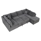 117.3 Übergroßes Sektionalsofa U-förmiges Sofa Ausziehbares Schlafsofa mit zwei Wurfkissen für das Wohnzimmer, Beige