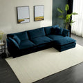 Vierteiliges, modulares L-förmiges Ecksofa mit Chenille-Polsterung und Ottomane