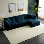 Vierteiliges, modulares L-förmiges Ecksofa mit Chenille-Polsterung und Ottomane