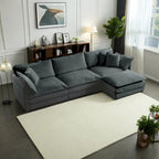 Vierteiliges, modulares L-förmiges Ecksofa mit Chenille-Polsterung und Ottomane