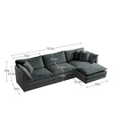 Vierteiliges, modulares L-förmiges Ecksofa mit Chenille-Polsterung und Ottomane