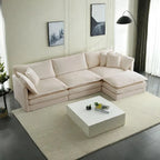 Vierteiliges, modulares L-förmiges Ecksofa mit Chenille-Polsterung und Ottomane