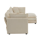 Vierteiliges, modulares L-förmiges Ecksofa mit Chenille-Polsterung und Ottomane