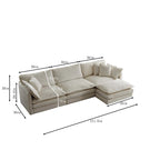 Vierteiliges, modulares L-förmiges Ecksofa mit Chenille-Polsterung und Ottomane