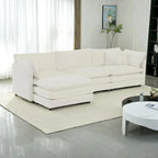 Vierteiliges, modulares L-förmiges Ecksofa mit Chenille-Polsterung und Ottomane