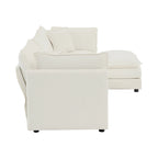 Vierteiliges, modulares L-förmiges Ecksofa mit Chenille-Polsterung und Ottomane