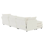 Vierteiliges, modulares L-förmiges Ecksofa mit Chenille-Polsterung und Ottomane