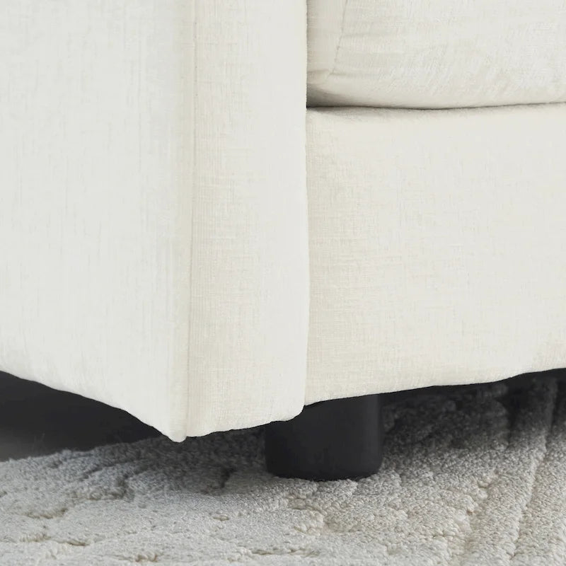 Vierteiliges, modulares L-förmiges Ecksofa mit Chenille-Polsterung und Ottomane