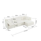 Vierteiliges, modulares L-förmiges Ecksofa mit Chenille-Polsterung und Ottomane