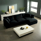 Vierteiliges, modulares L-förmiges Ecksofa mit Chenille-Polsterung und Ottomane