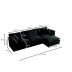 Vierteiliges, modulares L-förmiges Ecksofa mit Chenille-Polsterung und Ottomane