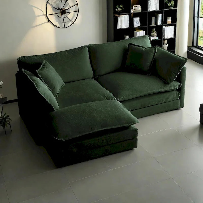 3-teiliges modulares L-förmiges Schnittsofa aus Chenille mit Ottomane